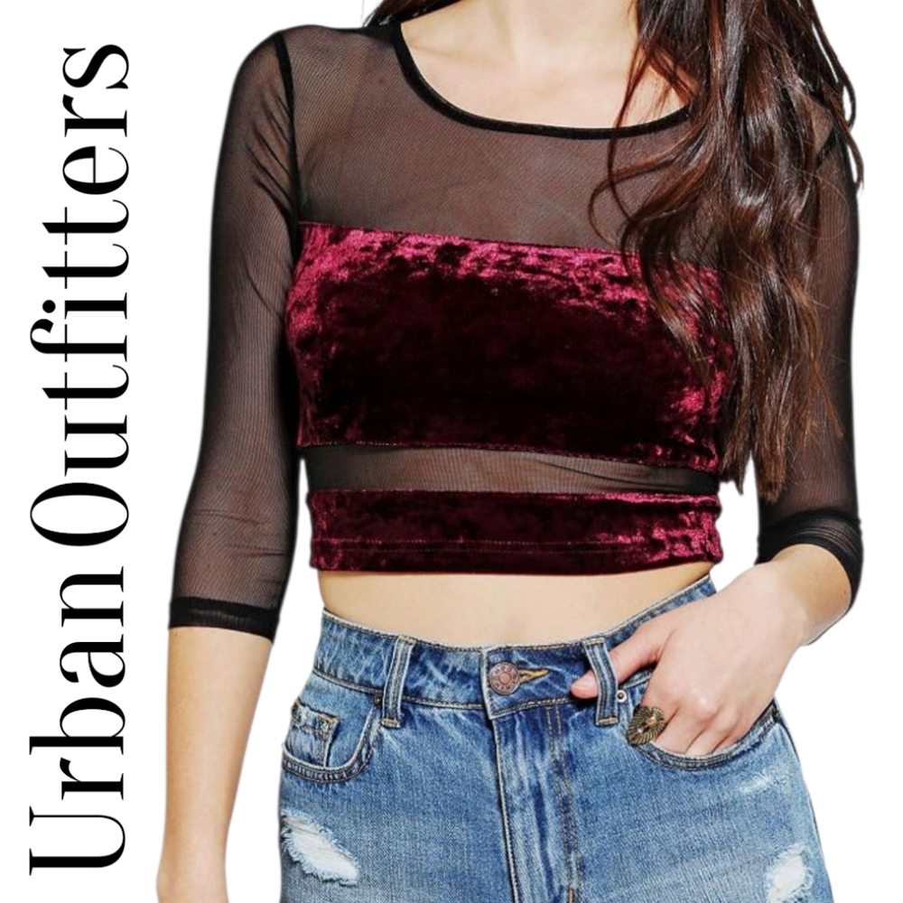 Sparkle & Fade Velvet / Mesh Crop Top